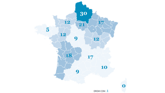 Répartition des implantations sur le territoire métropolitain - source SP2C 2024